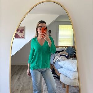 Zara Emerald V-Neck Blouse